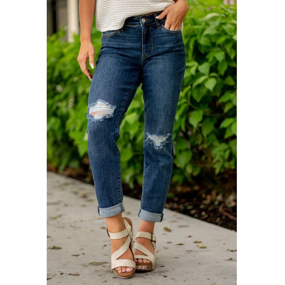 Judy Blue Destroyed Distressed Slim Fit Mid Rise Jeans Size  7/28 - Picture 3 of 16